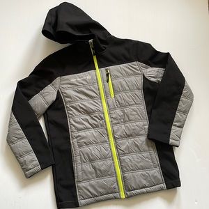 Free Country full zip, hooded, gray and black light weight jacket.  Boys large